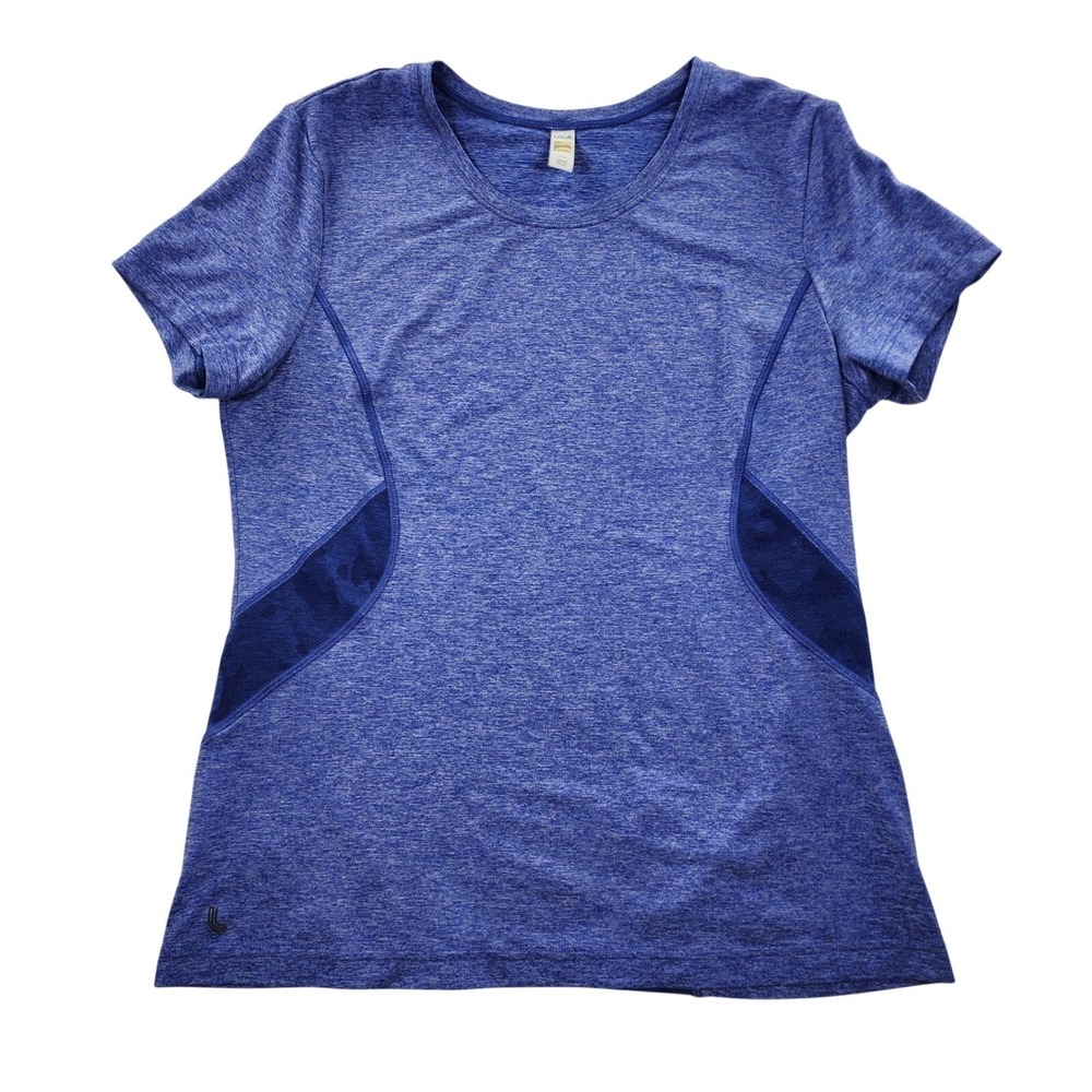 Lole Activewear T-Shirt Womens Large Blue Heather Mesh Panel Polyester Blend